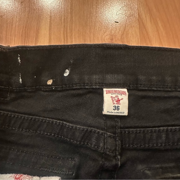 True Religion Paint Splatter Black Skinny Jean size 36 - Picture 3 of 5